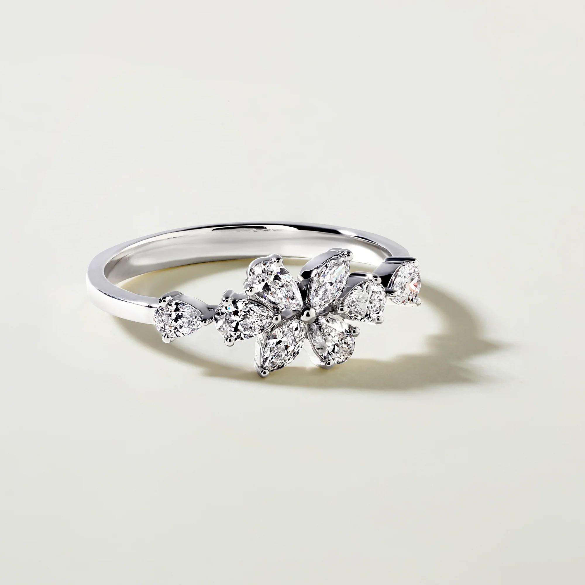 【HYERES LOR】24FW★ Essence Lab Diamond Flower NC S 14K Now + Forever Lab-Grown Diamonds Princess-Cut Engagement